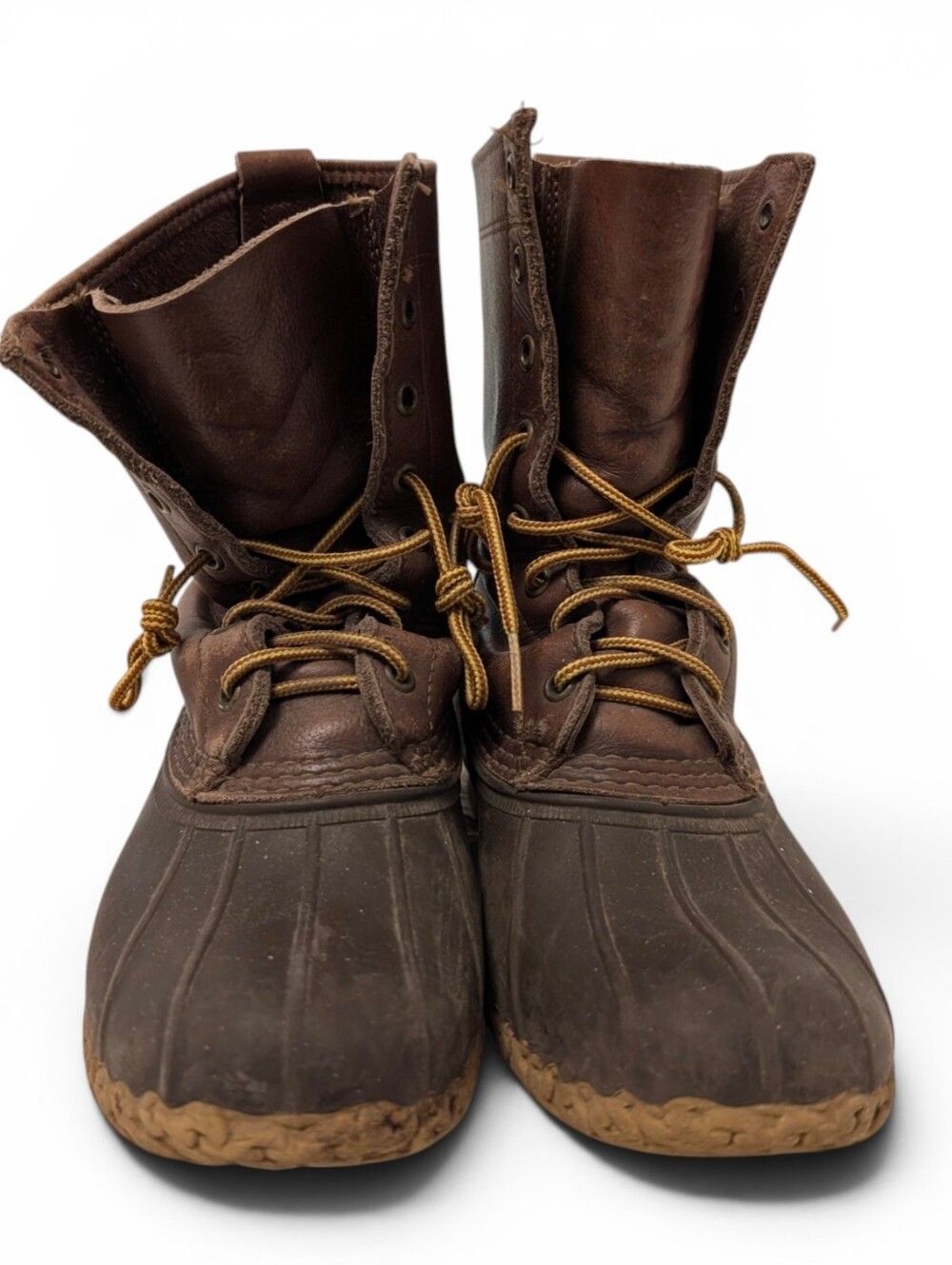 LLBEAN Vintage Maine Hunting Boots Brown Lace-Up Leather Rubber 9